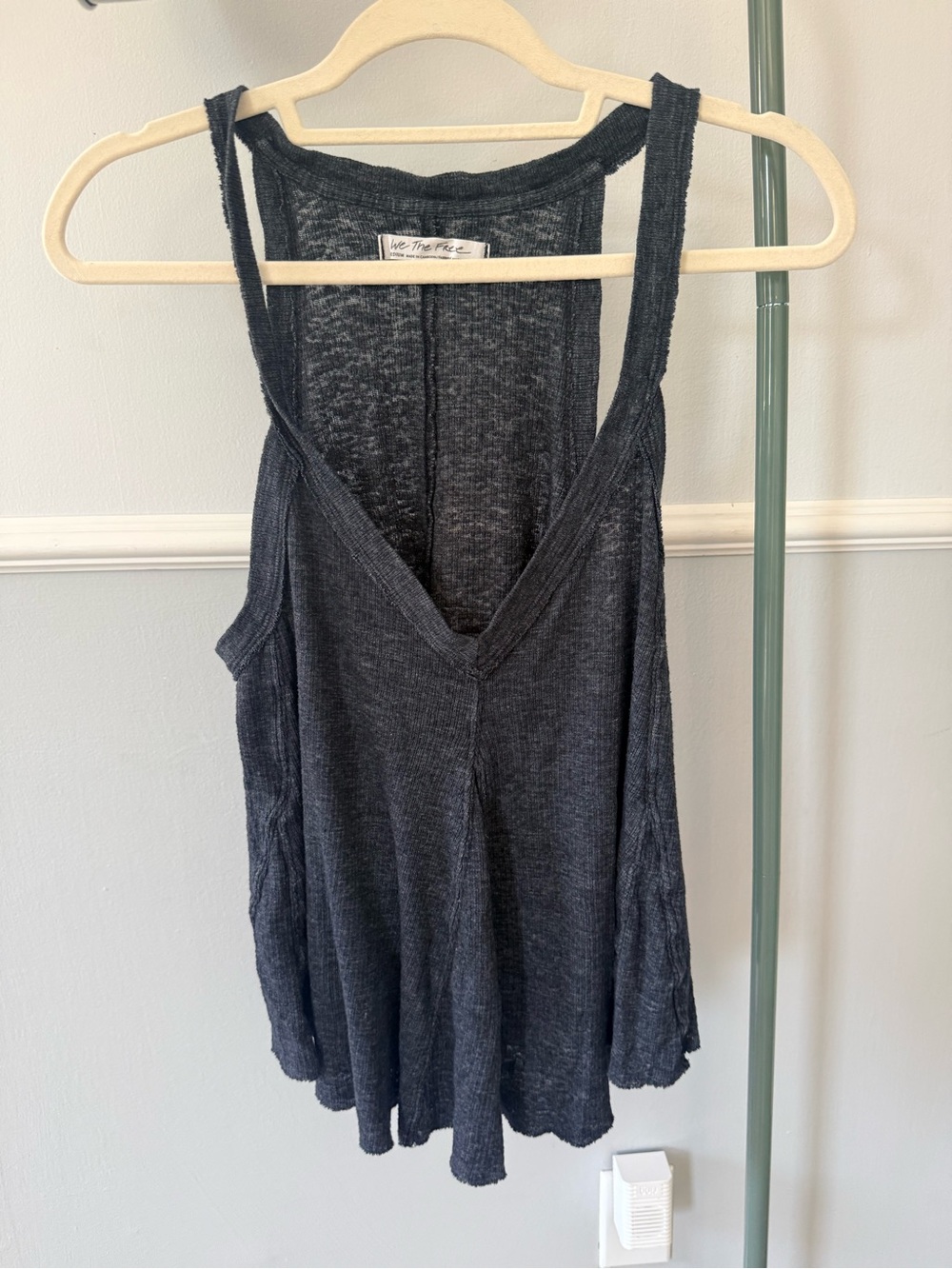 Rick Owen’s style We The Free Black Racerback V-Neck Tank